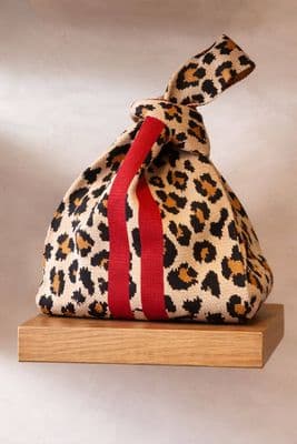 Leopard Print Knitted Bag