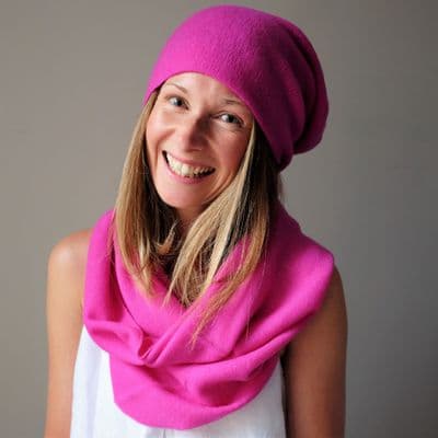 Loose Knit Cashmere Beanie Hat