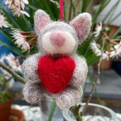 Love Bunny Heart  Felt Decoration