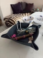 Soft Leather Tidy Tray Blue < Gorgeous Gifts | PLUM & IVORY LTD