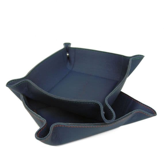 Soft Leather Tidy Tray Blue < Gorgeous Gifts | PLUM & IVORY LTD
