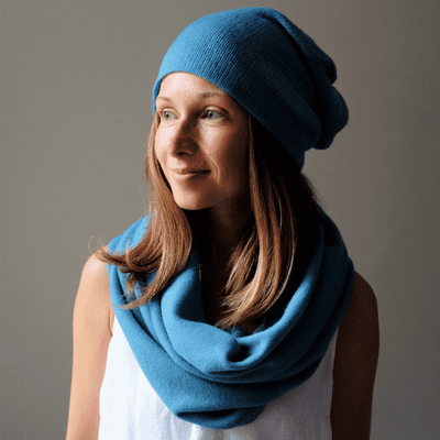 Turquoise Cashmere Snood Infinity Scarf