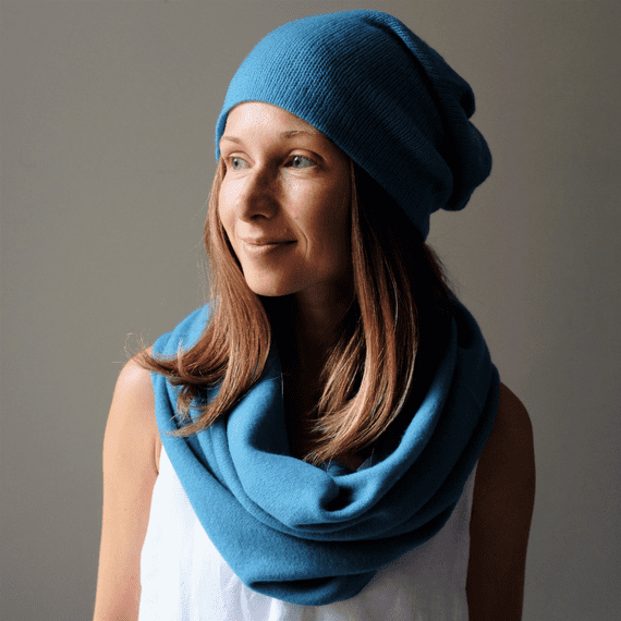 Turquoise Cashmere Snood Infinity Scarf < Sample Sale I PLUM & IVORY LTD