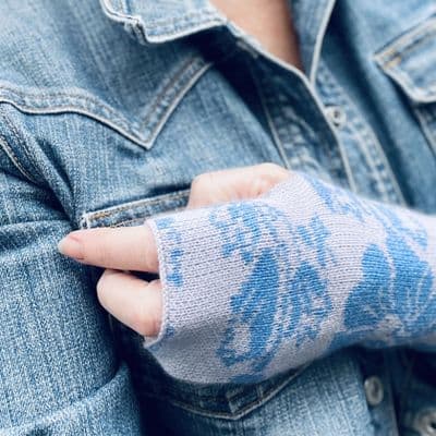 Women's Cashmere Wrist Warmers Blue