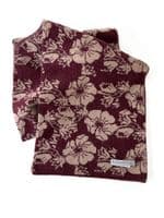 Women's Floral Cashmere Scarf Burgundy