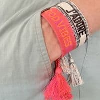Woven Embroidery Friendship Bracelet With Tassels < Fashion Accessories I PLUM & IVORY LTD