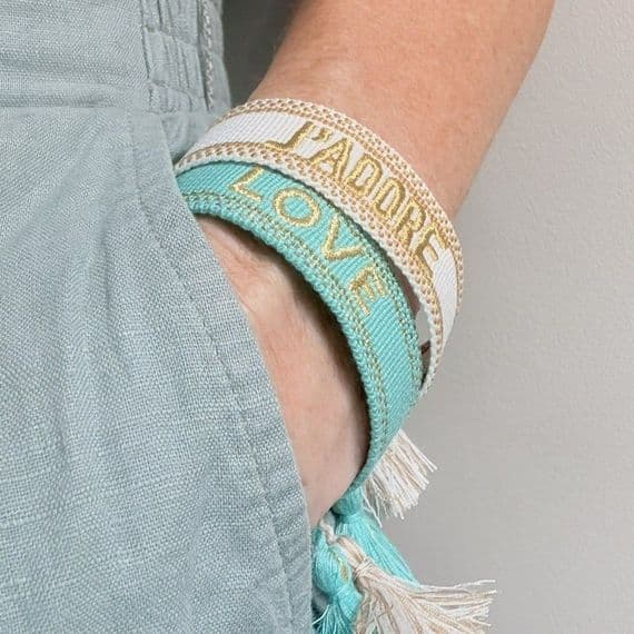 Woven Embroidery Friendship Bracelet With Tassels < Fashion Accessories I PLUM & IVORY LTD