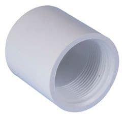2" White ABS Plain to Threaded Socket (P-T)