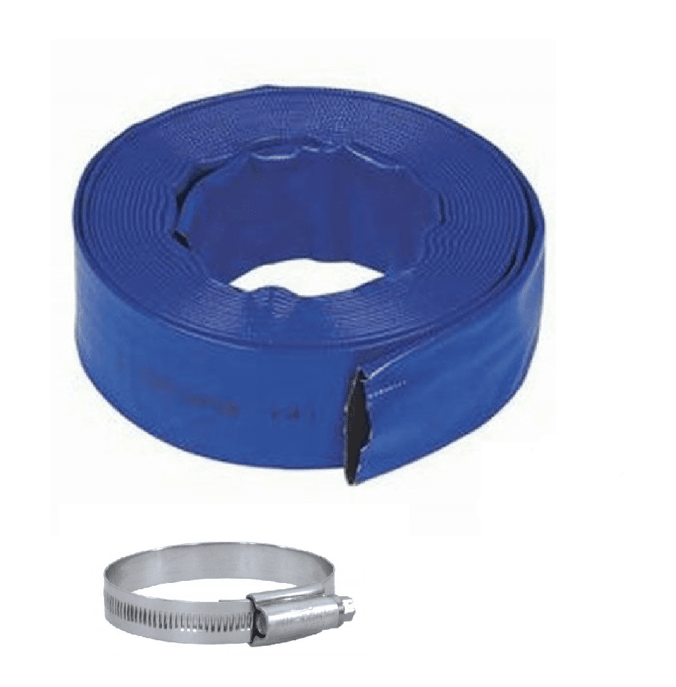 2" X 25' Blue Lay Flat PVC Discharge Hose Assembly With Aluminum Cam And Groove C And E Fittings