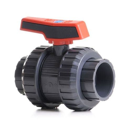 63mm Grey PVC - Double Union Ball Valve