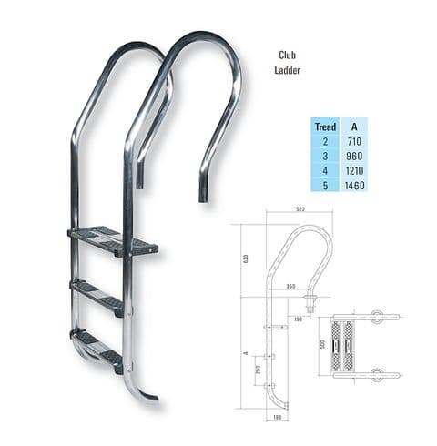 Certikin 1.7" (43mm) Club Stainless Steel Ladder