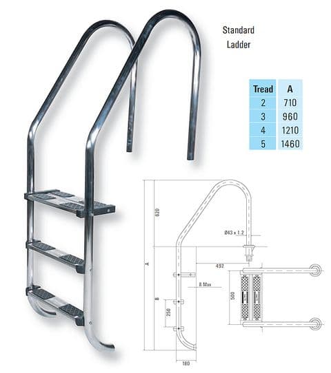 Certikin 1.7" (43mm) Standard Stainless Steel Ladder