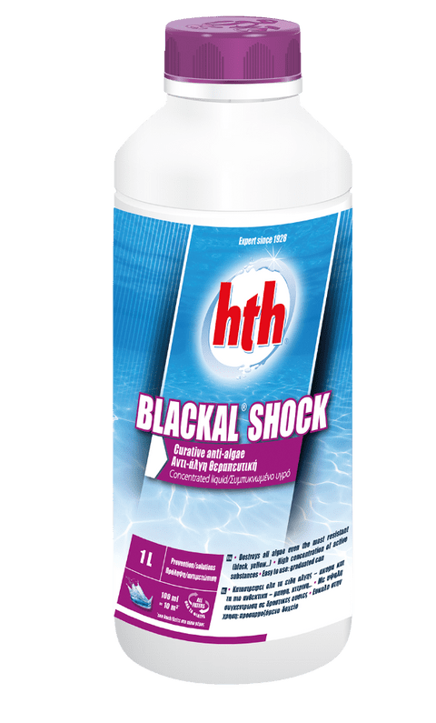 hth Blackal Shock Algicide - Destroys Black & Mustard Algae - 1 Litre