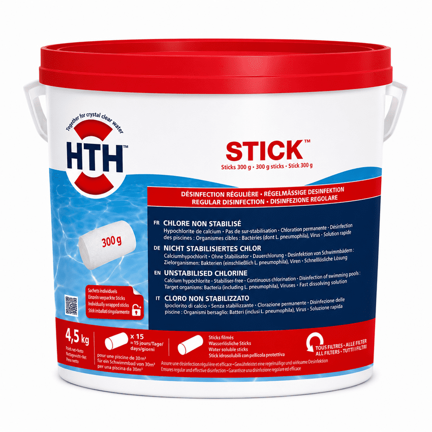 HTH Stick Non-Stabilised 300g Chlorine Tablets 4.5kg