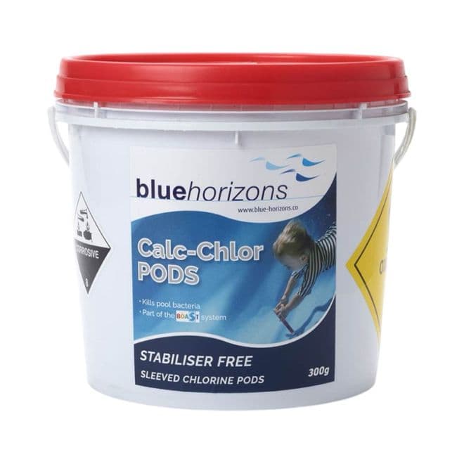 Blue Horizons Calc-Chlor PODS - 300g Sleeved Calcium Hypochlorite Tablets - 4.8kg Tub