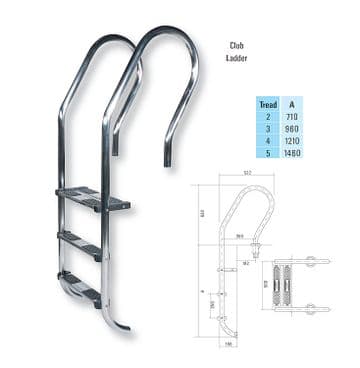Certikin 1.7" (43mm) Club Stainless Steel Ladder