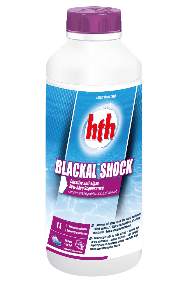 hth Blackal Shock Algicide - Destroys Black & Mustard Algae - 1 Litre