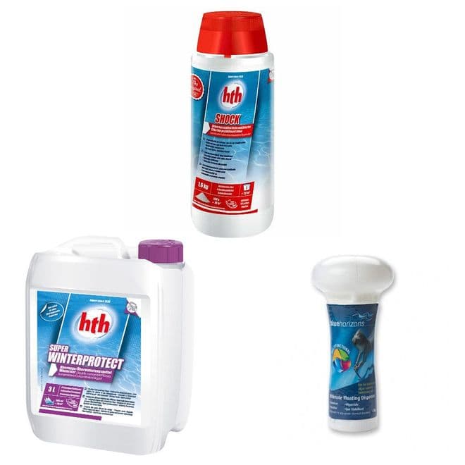 hth Winterising Combo - 1.6kg hth Shock, hth Super Winter Protect plus a Blue Horizons Dispenser