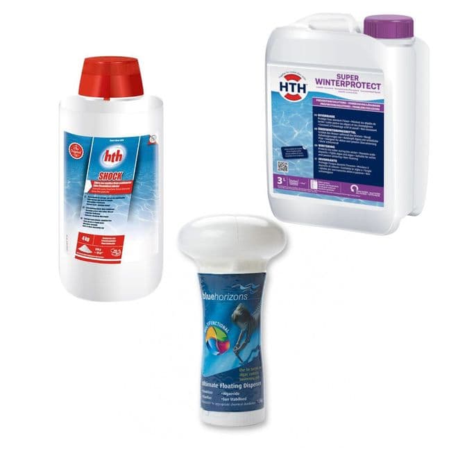 hth Winterising Combo - 4kg hth Shock, hth Super Winter Protect plus a Blue Horizons Dispenser 1.5lg