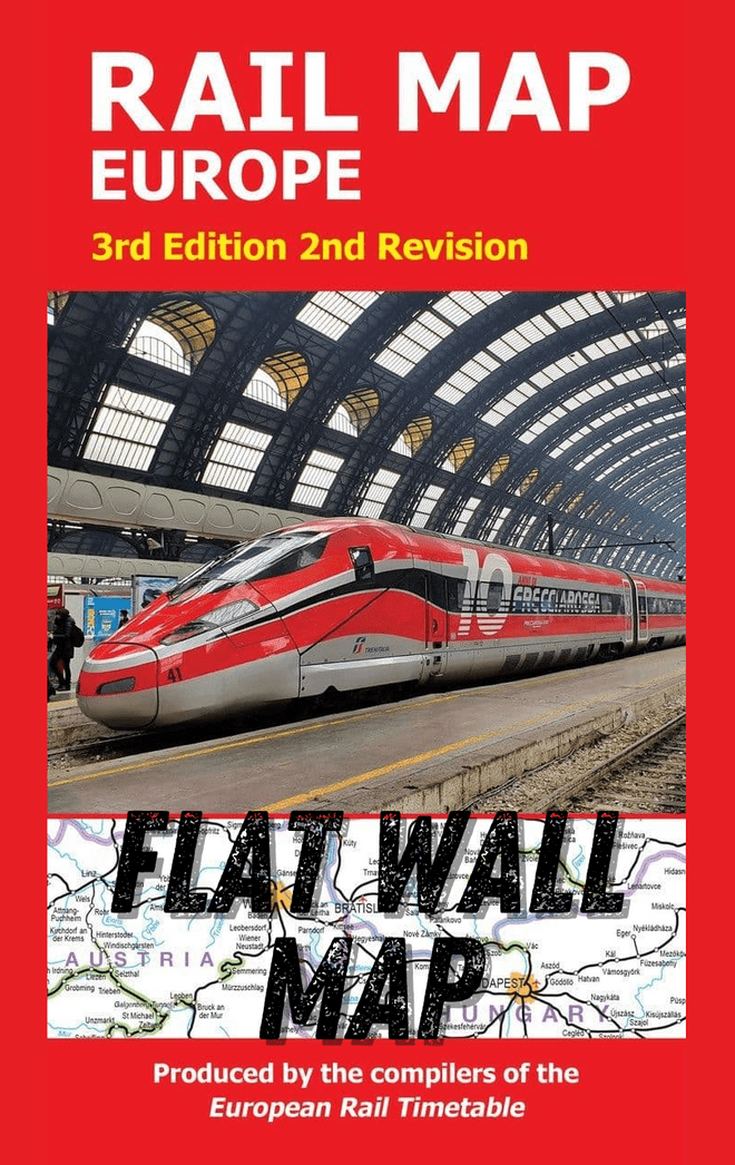 Rail Map Europe 3rd Edition 2nd Revision Flat Wall Map