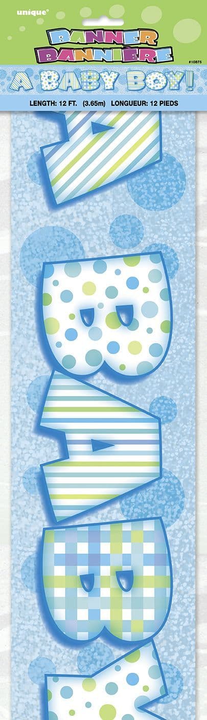 'A Baby Boy' Blue Foil Banner