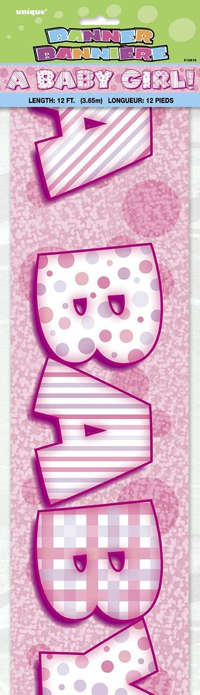 'A Baby Girl' Pink Foil Banner