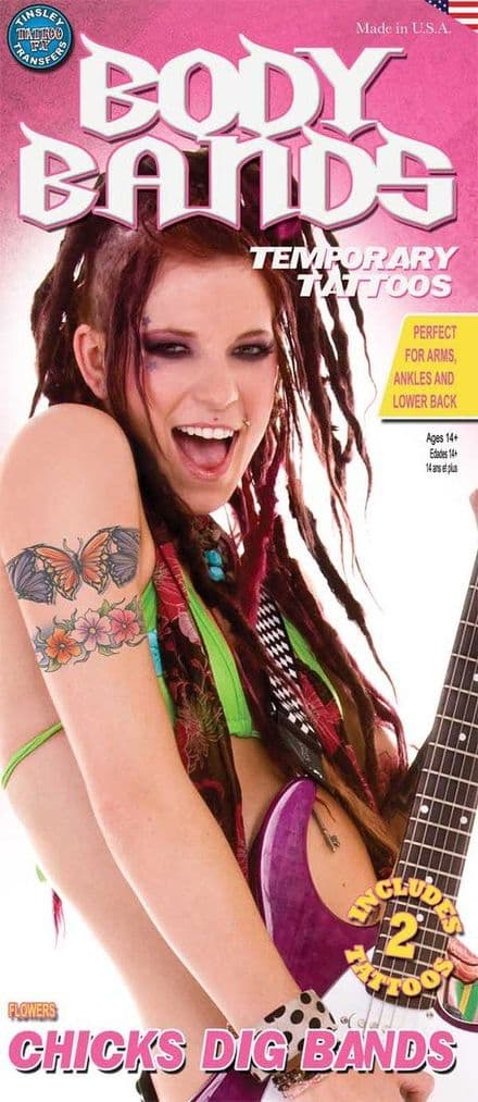 'Chicks Dig Bands' Body Bands Tattoo Transfers