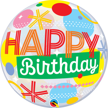 'Happy Birthday' Circles & Stars Bubble Balloon