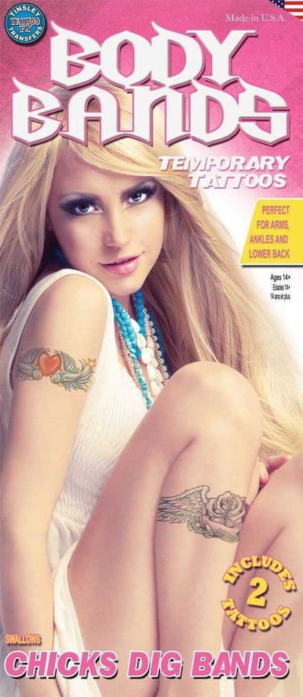 'Swallows Chicks Dig Bands' Body Bands Tattoo Transfers