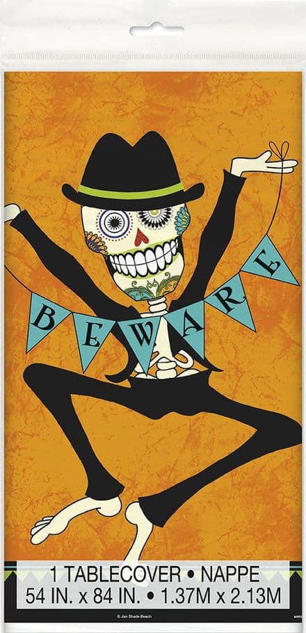 1 Day Of The Dead 'Beware' Plastic Tablecover