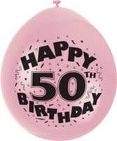 10 'Happy 50th Birthday' 9" Assorted Colour Balloons