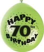 10 'Happy 70th Birthday' 9" Assorted Colour Balloons