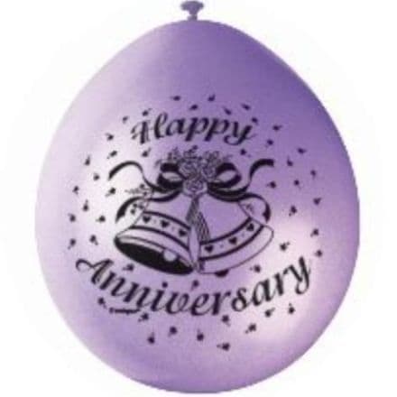 10 'Happy Anniversary' 9" Assorted Colour Balloons