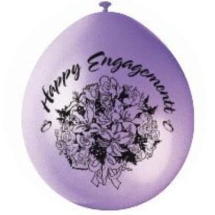 10 'Happy Engagement' 9" Assorted Colour Balloons