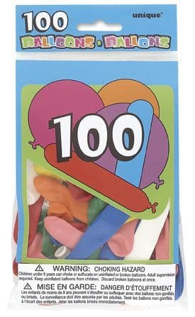 100 Assorted Shape & Size Balloons