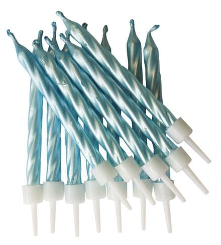 12 Blue Pearlescent Candles