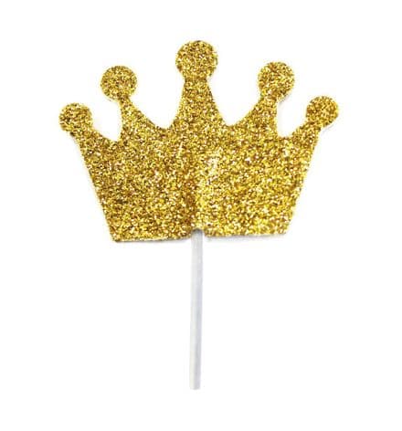 12 Glitter Crowns Cake Toppers