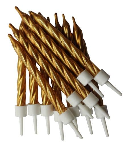 12 Gold Metallic Candles