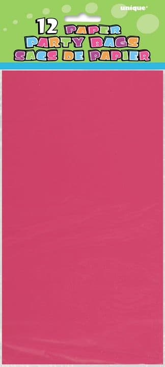 12 Hot Pink Paper Loot/ Party Bags