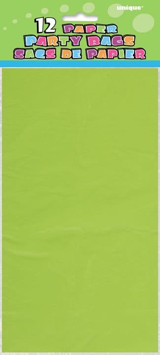 12 Lime Green Paper Loot/ Party Bags