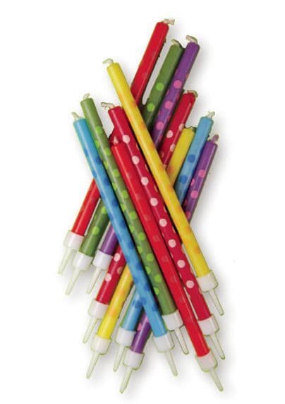 12 Mixed Colour Candles with Polka Dots