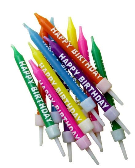 12 Multi-colour Happy Birthday Candles