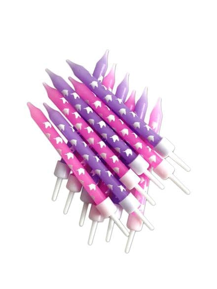 12 Pink and Purple Unicorn Candles