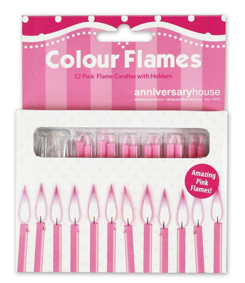 12 Pink Flame Candles