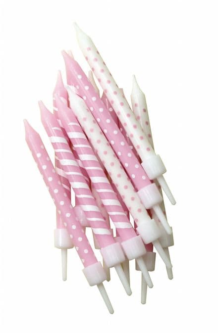 12 Pink Patterned Candles