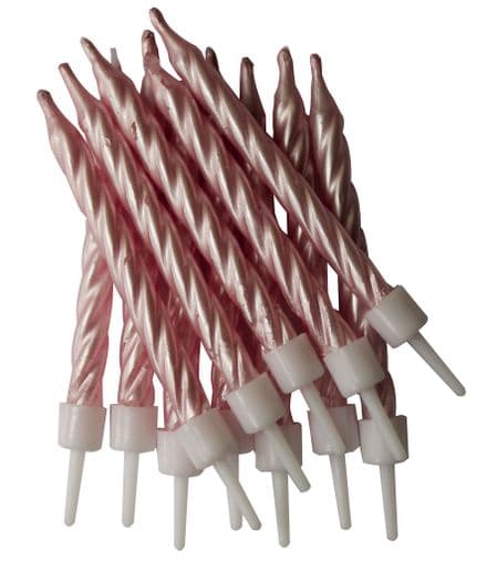 12 Pink Pearlescent Candles