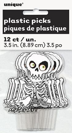 12 Plastic Skeleton Food Decorations