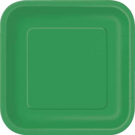 14 Green Paper Party Plates 7"/18cm Square