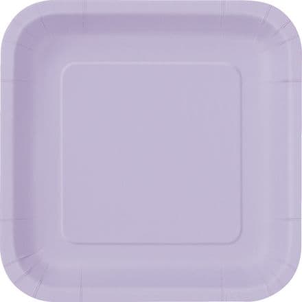 14 Lavender Paper Party Plates 7"/18cm Square