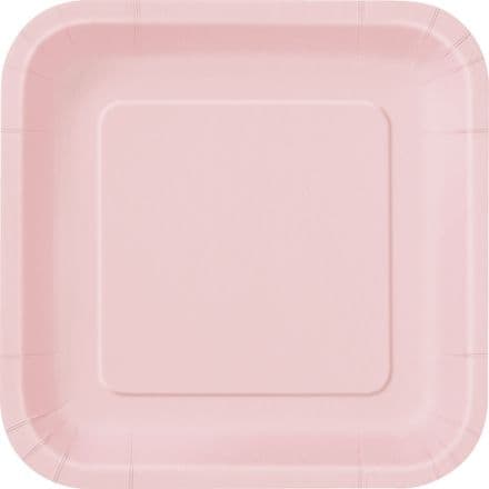 14 Pink Paper Party Plates 7"/18cm Square